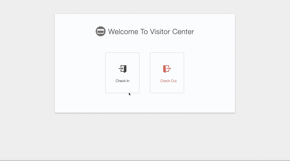 Visitor Kiosk Welcome screen - sign in