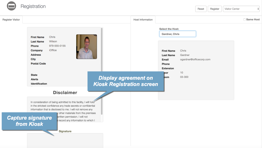 Signature and Agreement in Kiosk