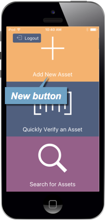 New Add Asset button - Asset App