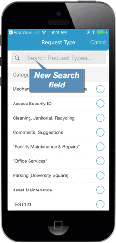 New Search field - Service Reqeust app.gif